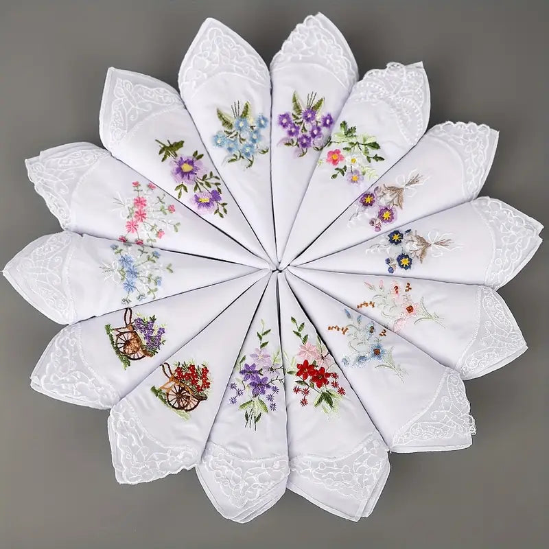 Ladies Floral Handkerchiefs (10 Pieces)