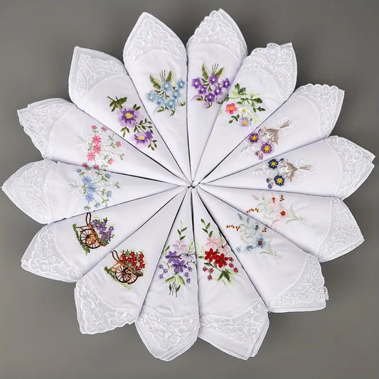 Ladies Floral Handkerchiefs (10 Pieces)